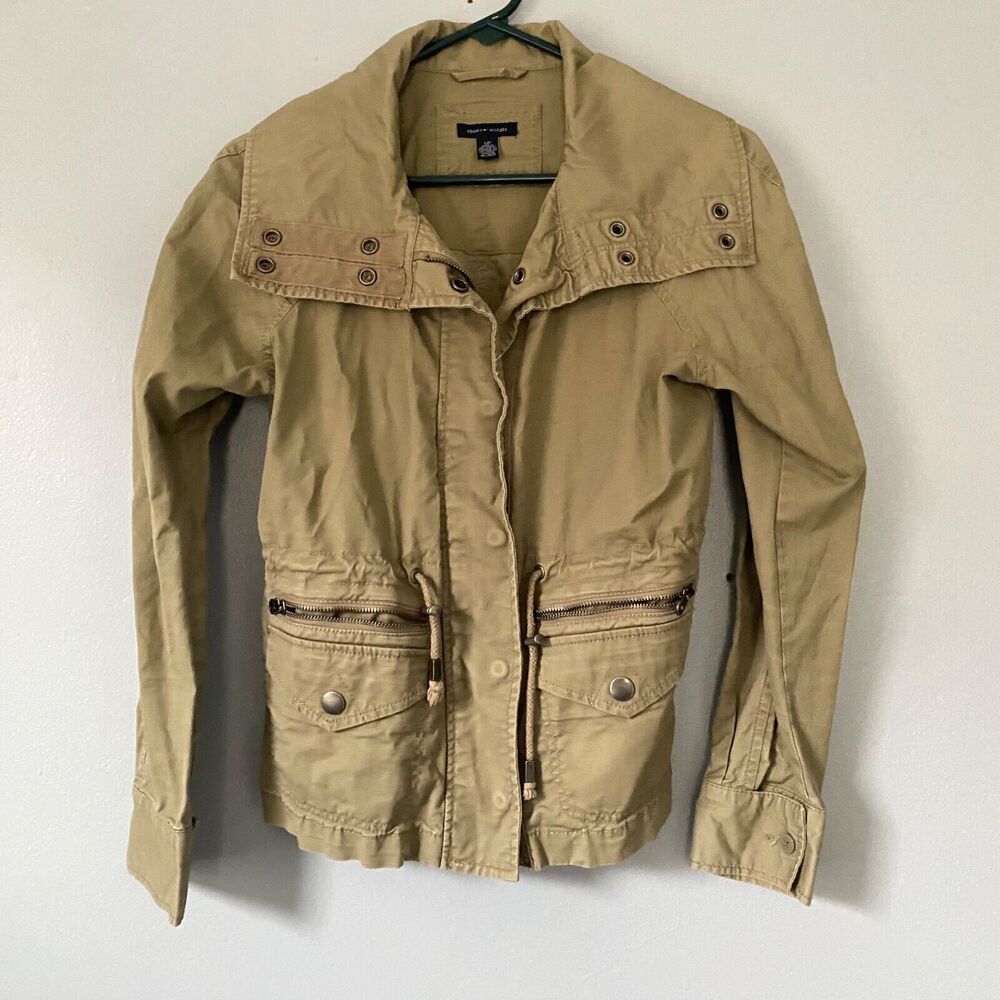 Tommy Hilfiger Jacket Womens Size Small Olive Green Army Green Cargo Utility